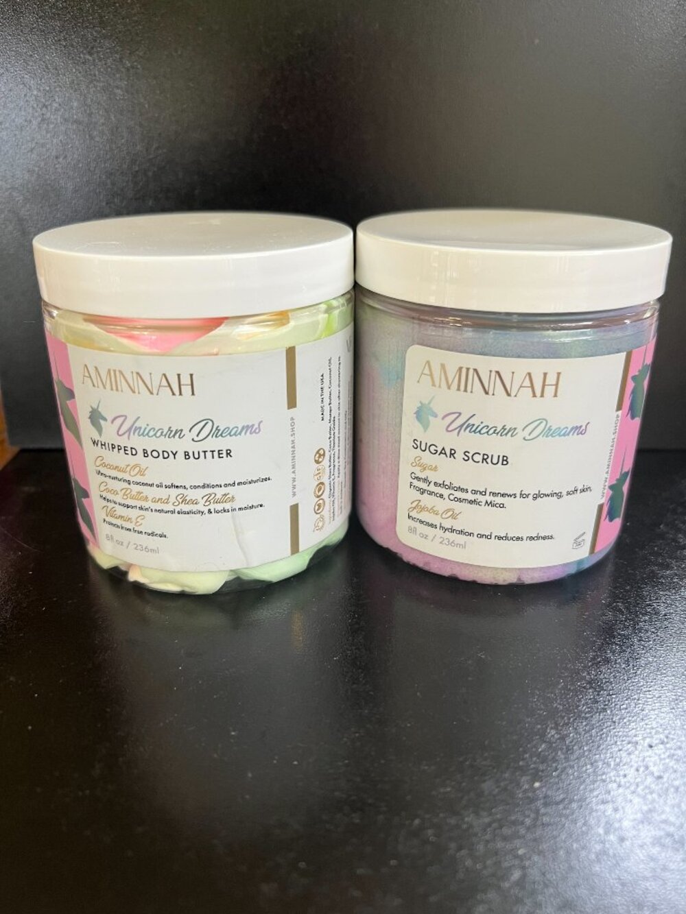 Aminnah 2 Item Set Unicorn Dreams Sugar Scrub and Whipped Body